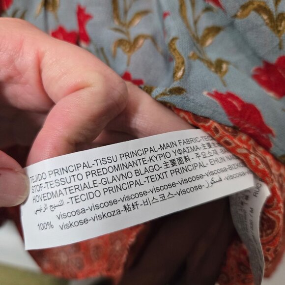 Zara Size M Ruby Dress Multicolored Printed Midi Dress V-Neck Lined Bohemian - Picture 14 of 15